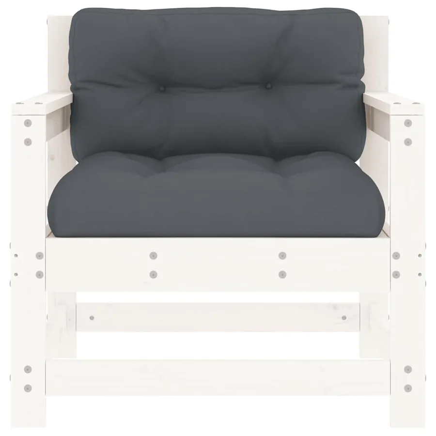 Chaises de jardin et coussins lot de 2 blanc bois de pin massif - 4