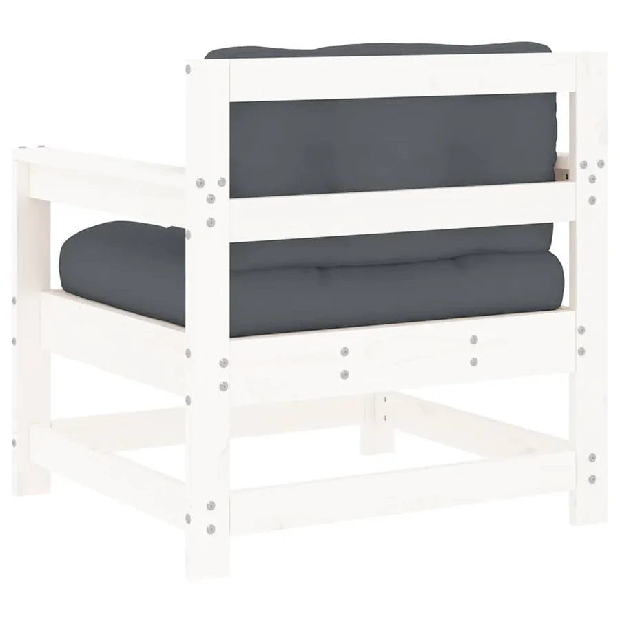 Chaises de jardin et coussins lot de 2 blanc bois de pin massif - 6