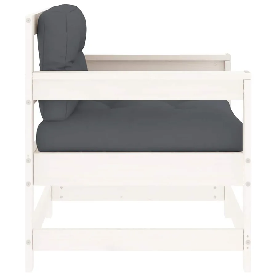 Chaises de jardin et coussins lot de 2 blanc bois de pin massif - 7