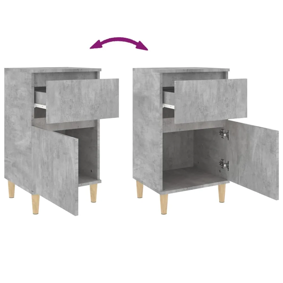 Tables de chevet 2 pcs gris béton 40x35x70 cm - 9