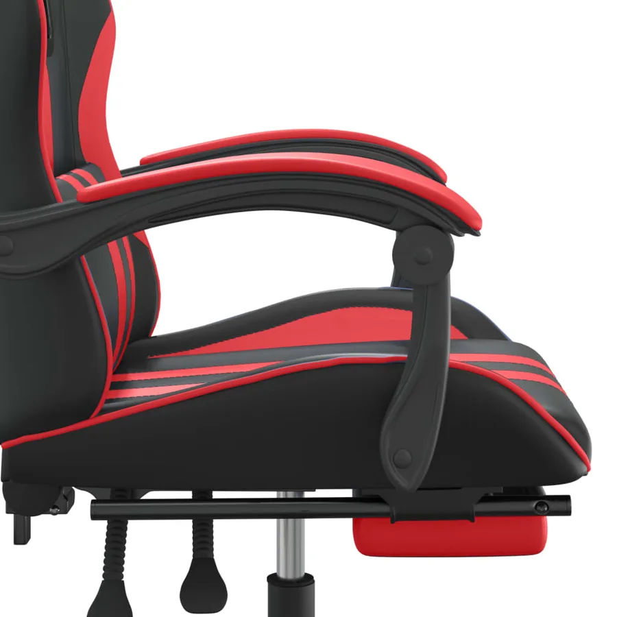 Chaise de jeu pivotante et repose-pied Noir et rouge Similicuir - 9