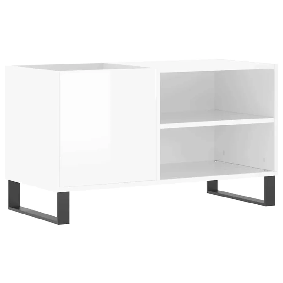 Armoire à disques blanc brillant 85x38x48 cm bois d'ingénierie - 2