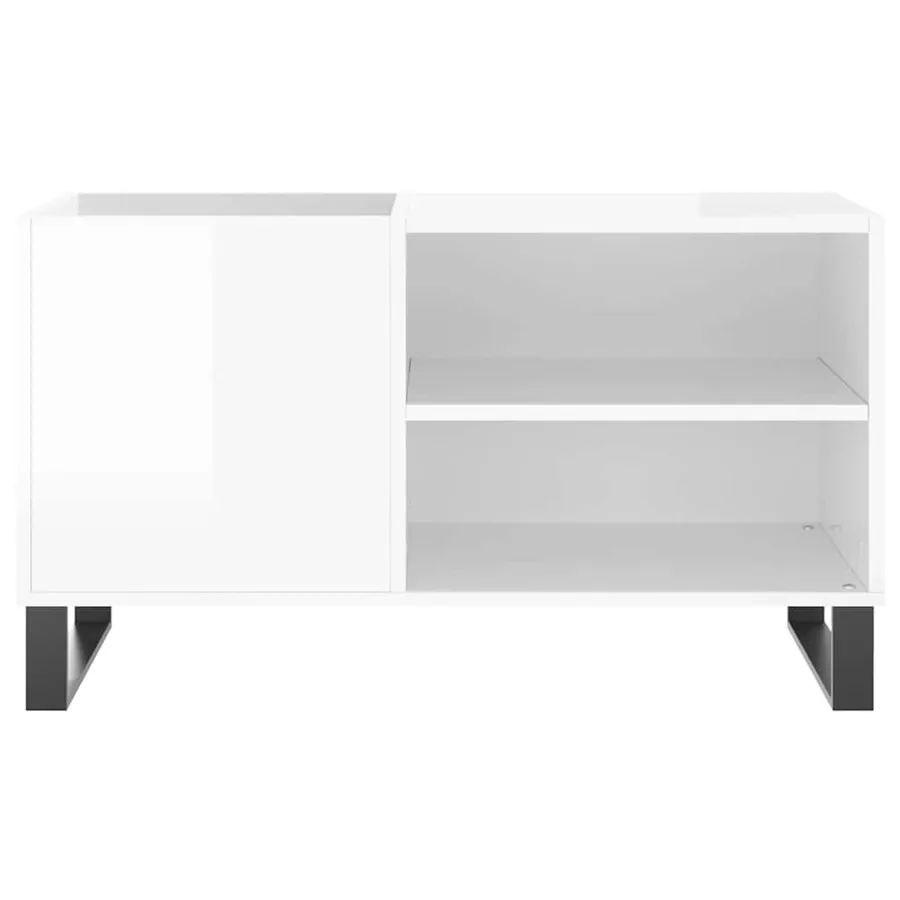 Armoire à disques blanc brillant 85x38x48 cm bois d'ingénierie - 4