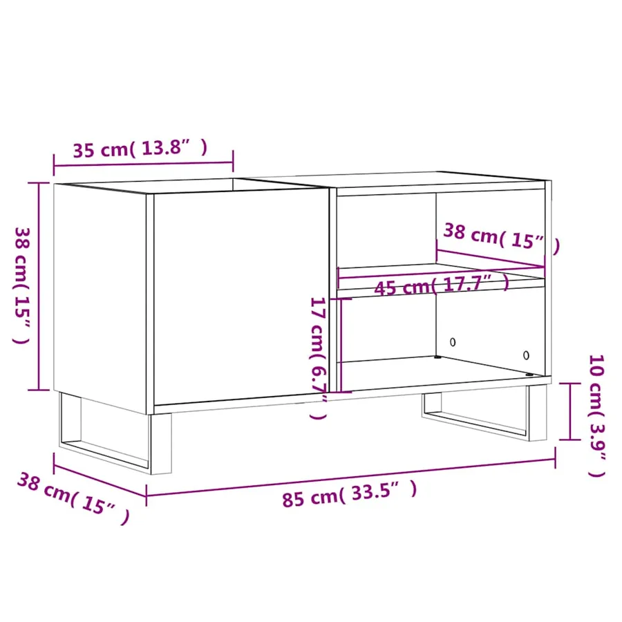 Armoire à disques blanc brillant 85x38x48 cm bois d'ingénierie - 9
