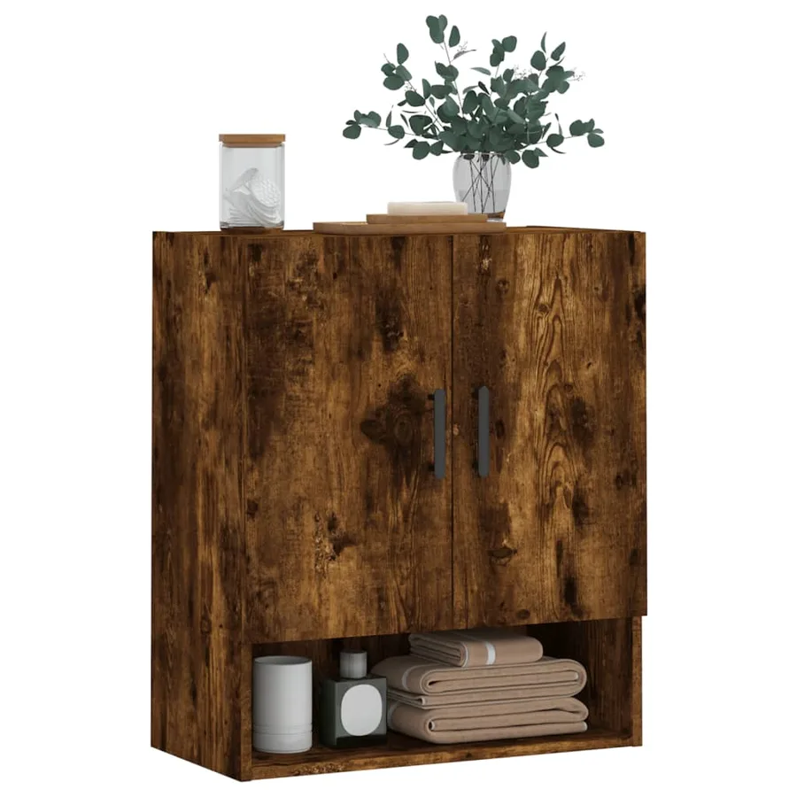 Armoire murale chêne fumé 60x31x70 cm bois d'ingénierie - 3