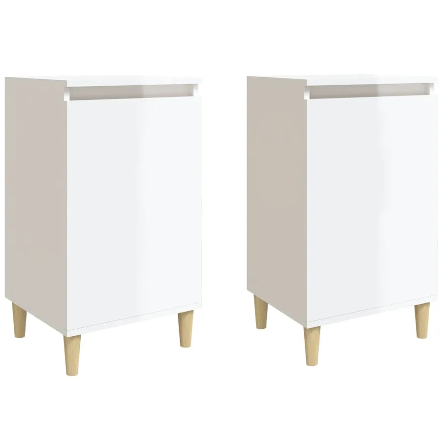 Tables de chevet 2pcs blanc brillant 40x35x70cm bois ingénierie - 2
