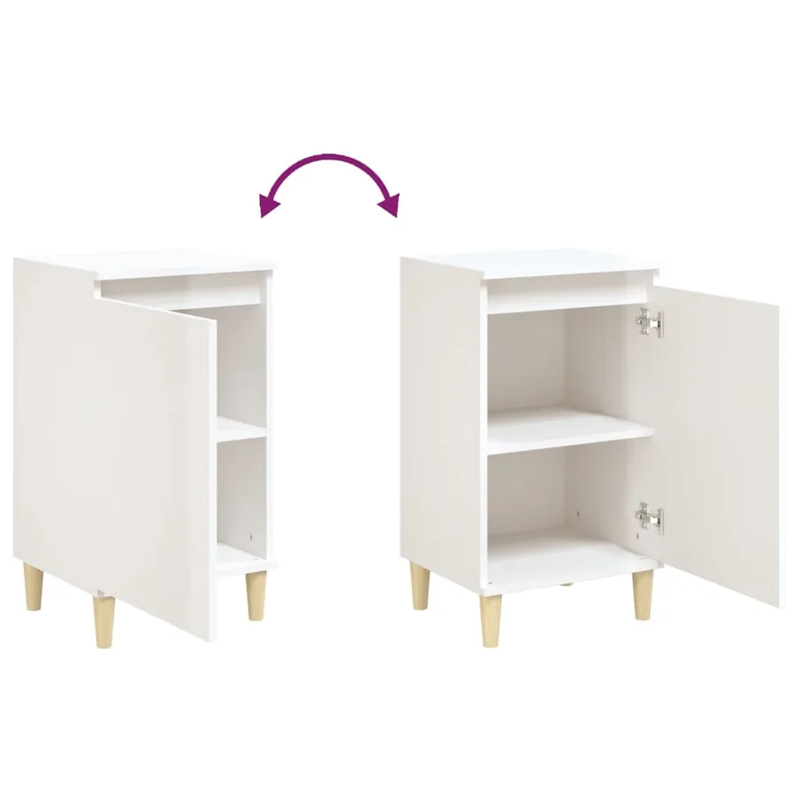 Tables de chevet 2pcs blanc brillant 40x35x70cm bois ingénierie - 8
