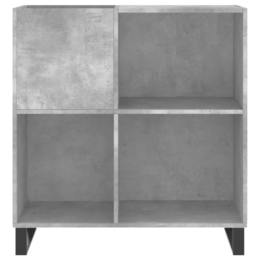 Armoire à disques gris béton 84,5x38x89 cm bois d'ingénierie - 4