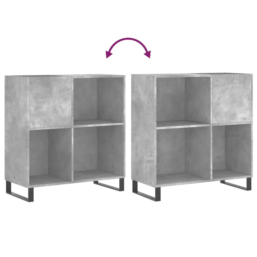 Armoire à disques gris béton 84,5x38x89 cm bois d'ingénierie - 7