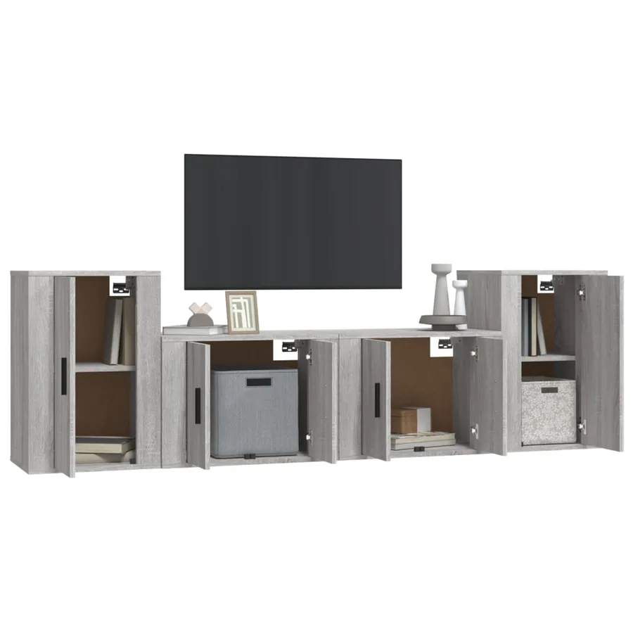 Ensemble de meubles TV 4 pcs Sonoma gris Bois d'ingénierie - 3