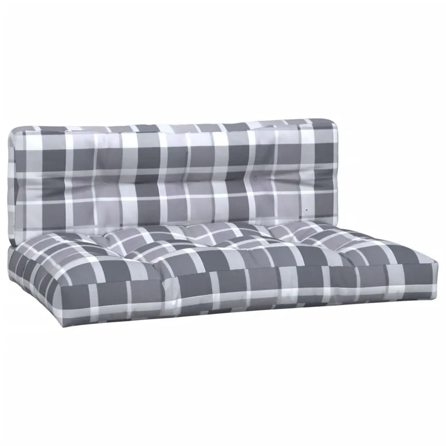 Coussins de palette lot de 2 motif à carreaux gris tissu - 2