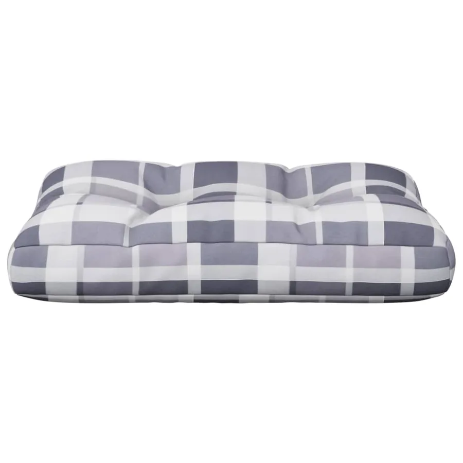 Coussin de palette motif à carreaux gris 60x40x12 cm tissu - 5
