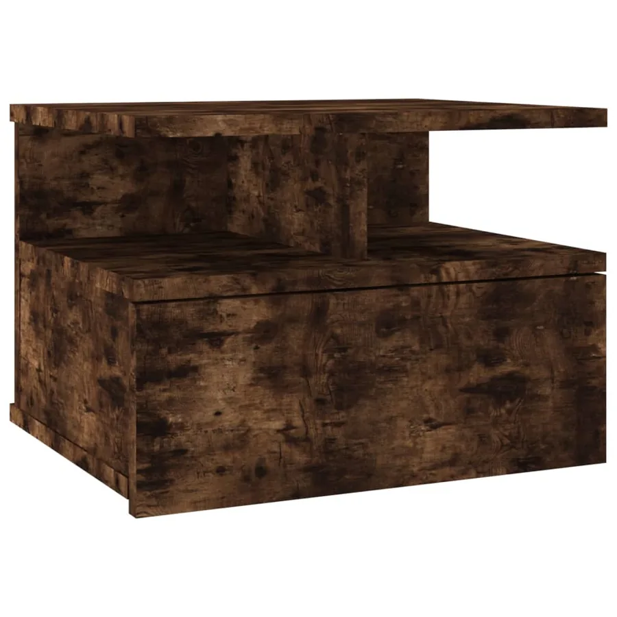 Table de chevet flottante Chêne fumé 40x31x27cm Bois ingénierie - 2