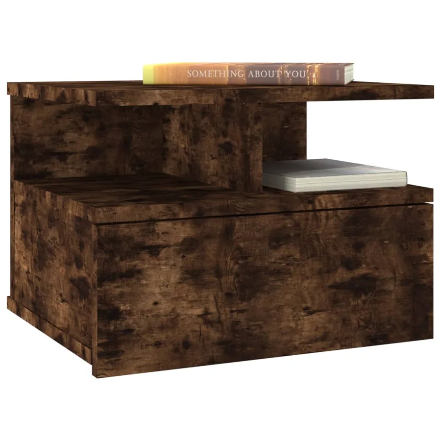Table de chevet flottante Chêne fumé 40x31x27cm Bois ingénierie - 3