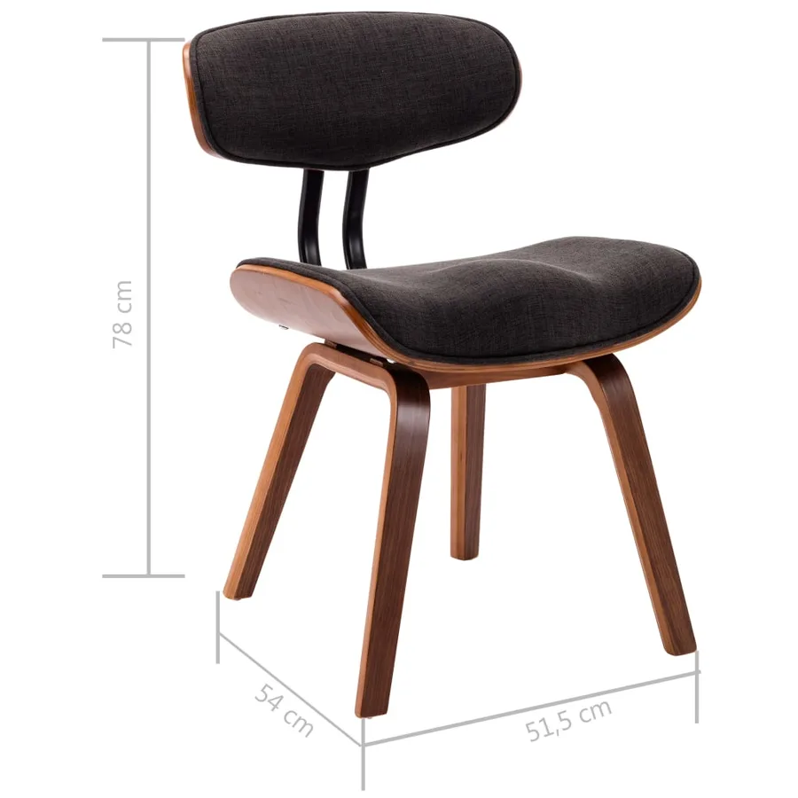Chaises à manger lot de 6 gris bois courbé et tissu - 8