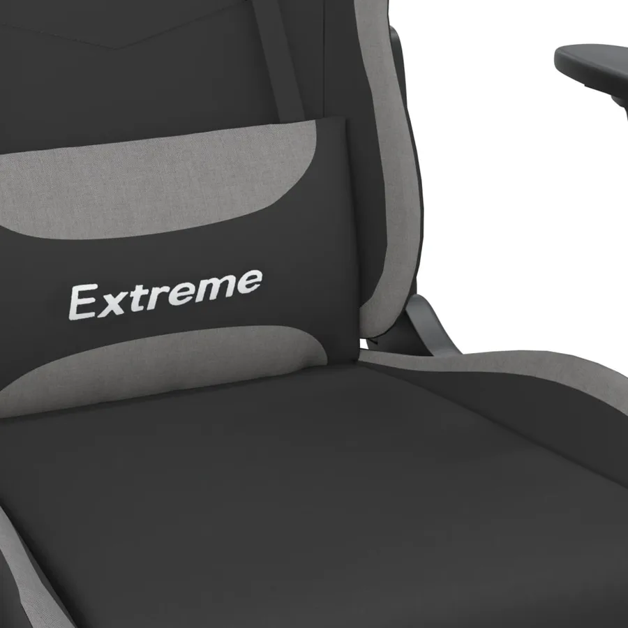 Chaise de jeu avec repose-pied Noir et gris clair Tissu - 9