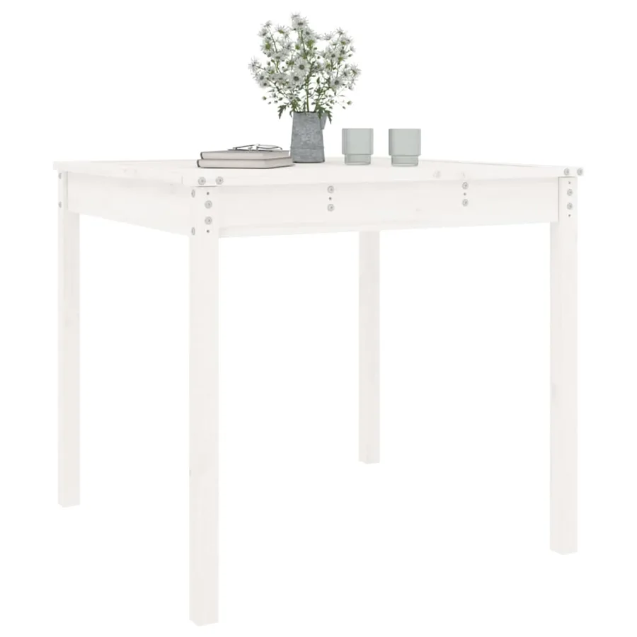 Table de jardin blanc 82,5x82,5x76 cm bois massif de pin - 4
