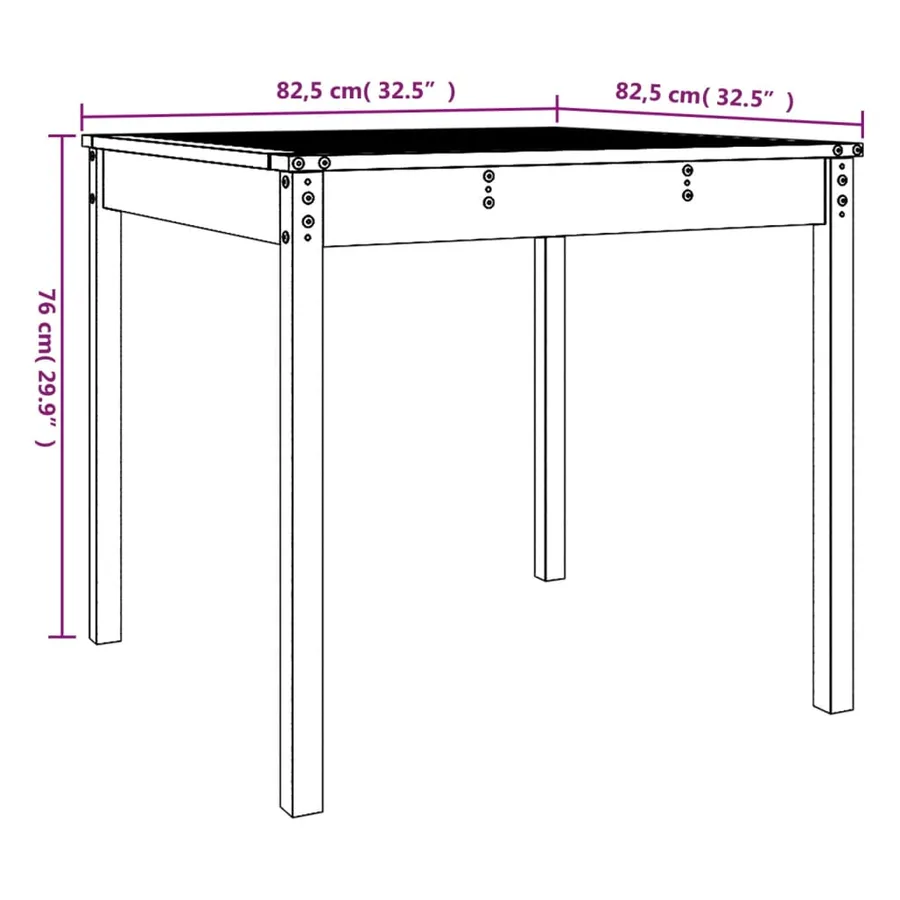 Table de jardin blanc 82,5x82,5x76 cm bois massif de pin - 8
