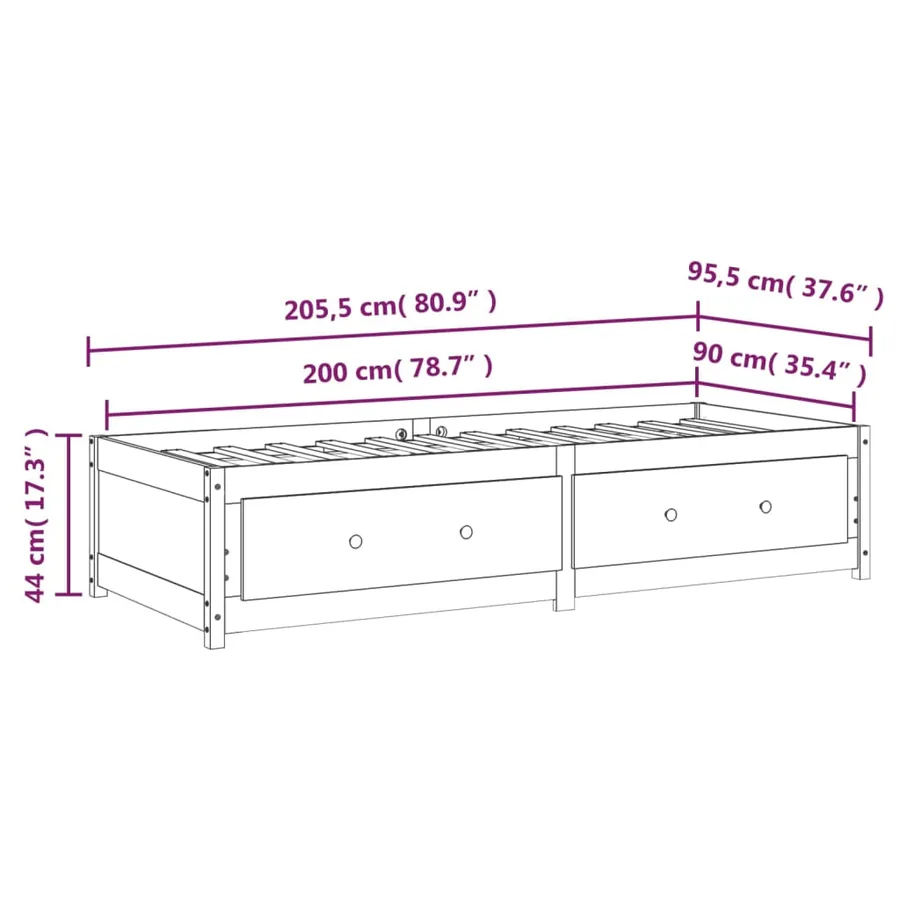 Lit de jour sans matelas 90x200 cm bois de pin massif - 12