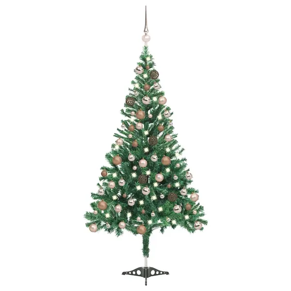 Arbre de Noël artificiel pré-éclairé/boules 180 cm 564 branches