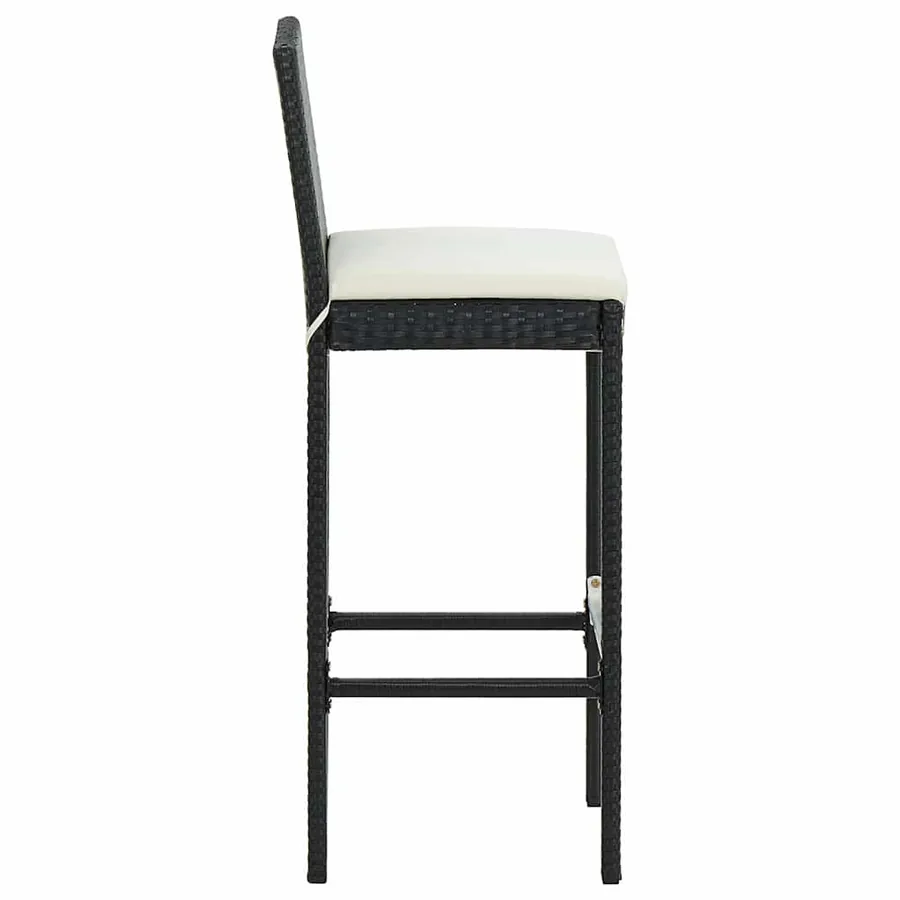 Ensemble de bar de jardin 9 pcs et coussins Résine tressée Noir - 10