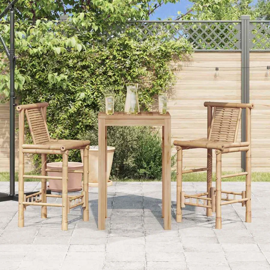Tabourets de bar lot de 2 bambou - 3