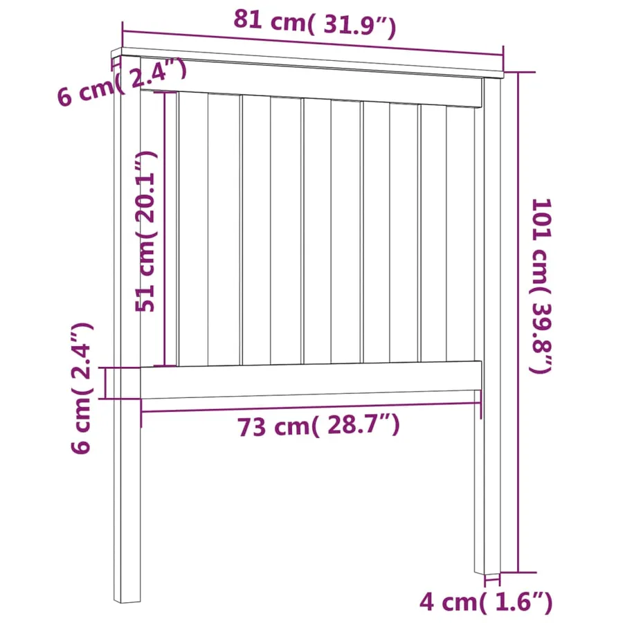 Tête de lit 81x6x101 cm Bois massif de pin - 6
