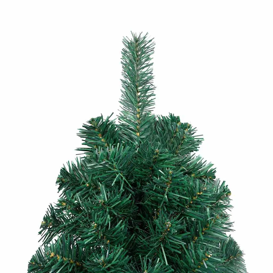 Demi-arbre de Noël artificiel pré-éclairé et boules vert 150 cm - 5