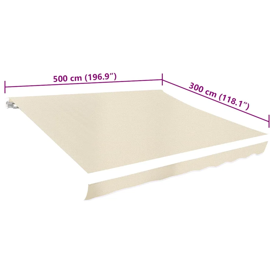 Tissu de remplacement pour auvent couleur crème 5x3 m polyester - 5