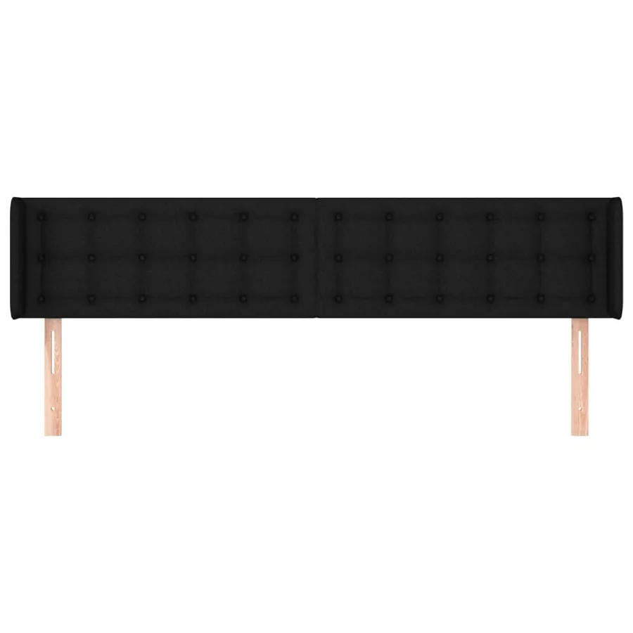 Tête de lit avec oreilles Noir 203x16x78/88 cm Tissu - 3