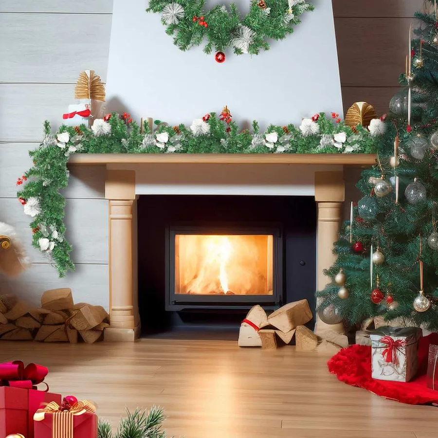 Guirlande de Noël avec lumières LED Vert 2,7 m PVC - 3