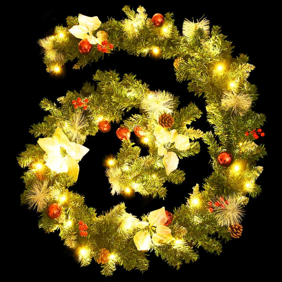 Guirlande de Noël avec lumières LED Vert 2,7 m PVC - 8