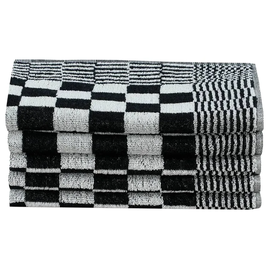 Ensemble de serviettes 10 pcs noir et blanc coton - 6