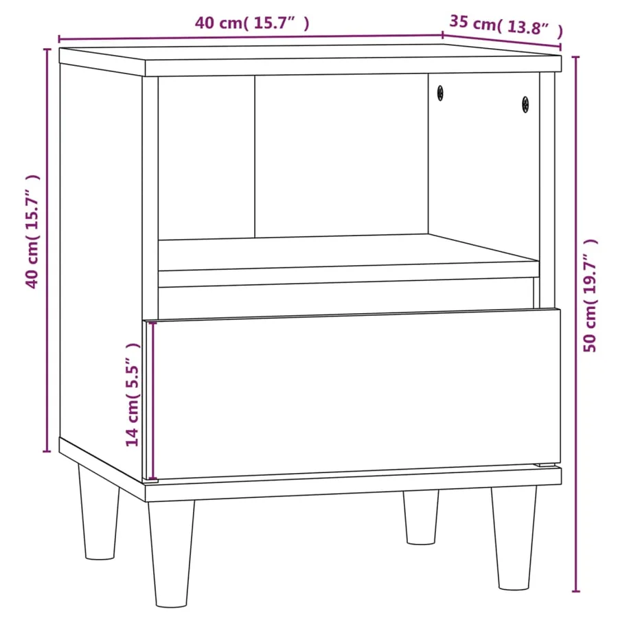 Tables de chevet 2 pcs Chêne marron 40x35x50 cm - 11