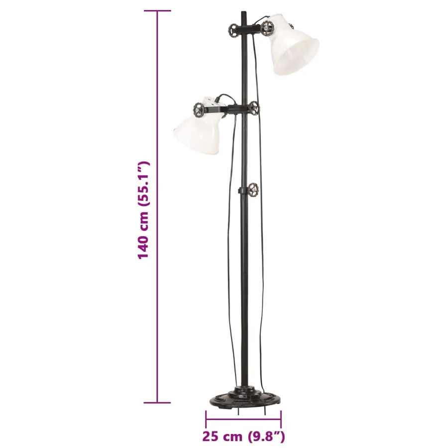 Lampadaire avec 2 abat-jour Blanc E27 Fonte - 11