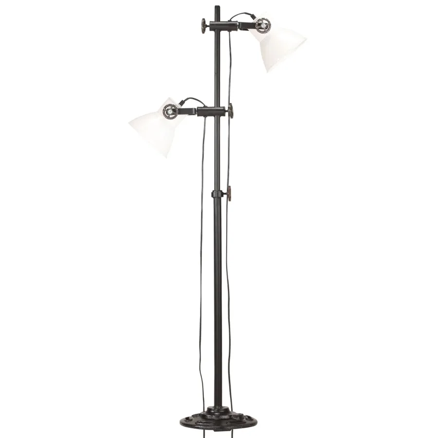 Lampadaire avec 2 abat-jour Blanc E27 Fonte - 3