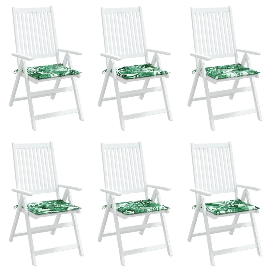 Coussins de chaise lot de 6 motif de feuilles 50x50x4 cm tissu - 7