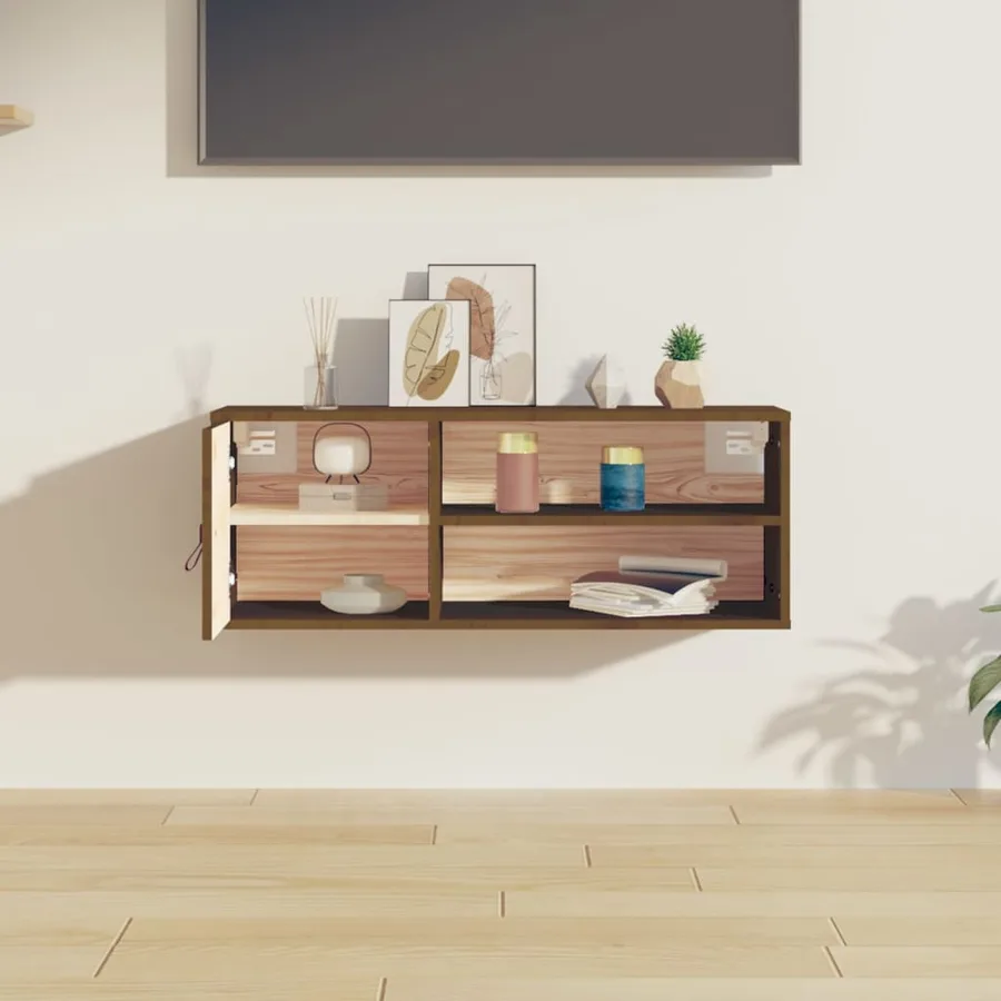 Armoire murale Marron miel 80x30x30 cm Bois de pin massif - 3