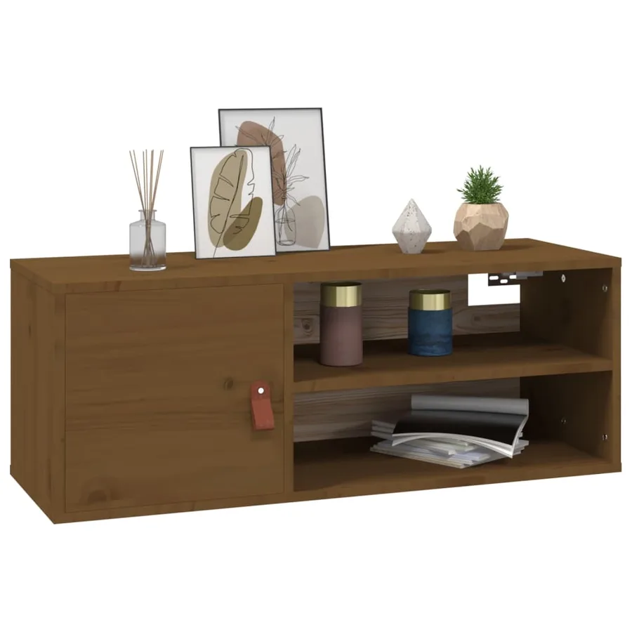 Armoire murale Marron miel 80x30x30 cm Bois de pin massif - 4