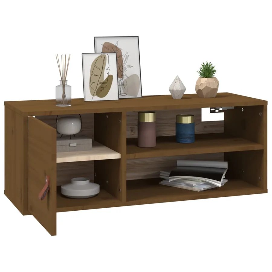 Armoire murale Marron miel 80x30x30 cm Bois de pin massif - 5