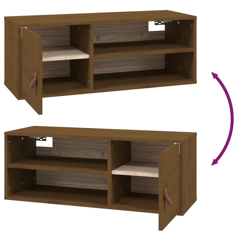 Armoire murale Marron miel 80x30x30 cm Bois de pin massif - 9