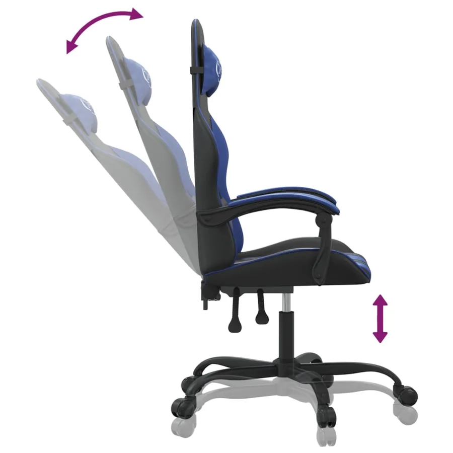 Chaise de jeu pivotante Noir et bleu Similicuir - 10