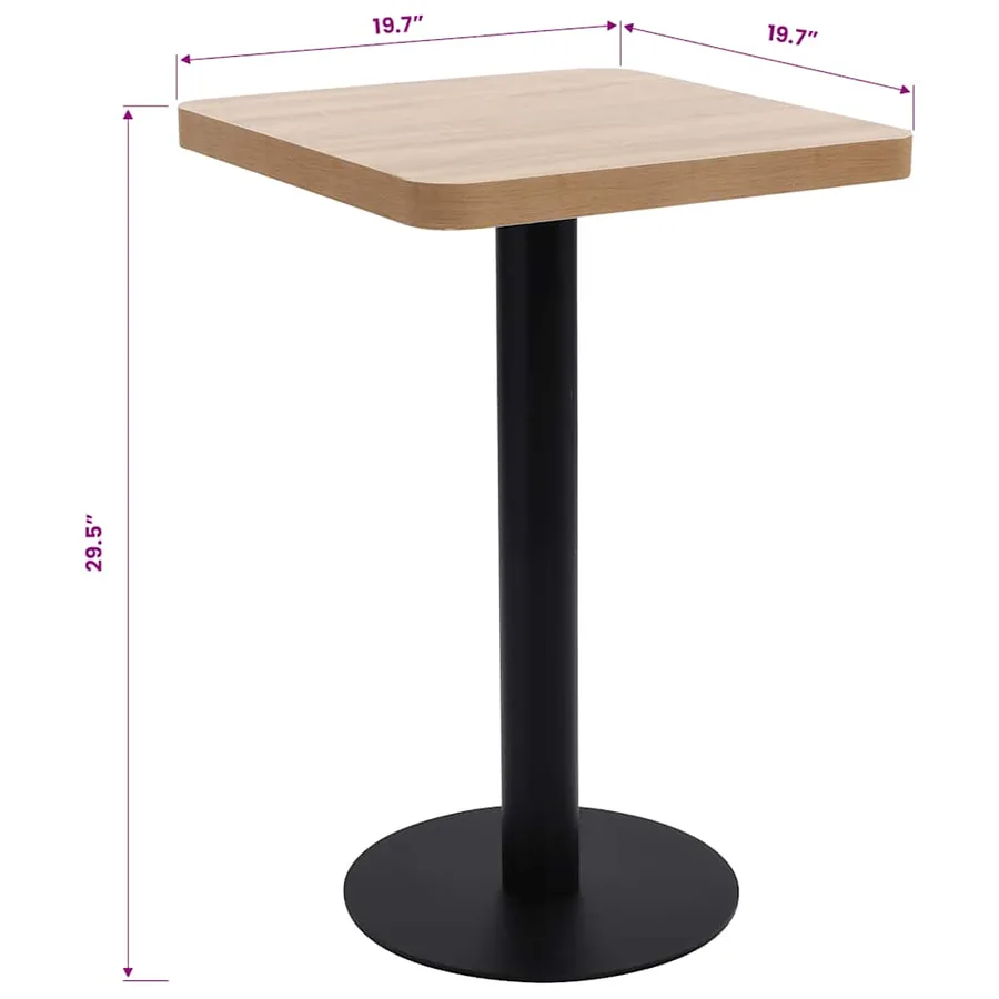Table de bistro marron clair 50x50 cm MDF - 7