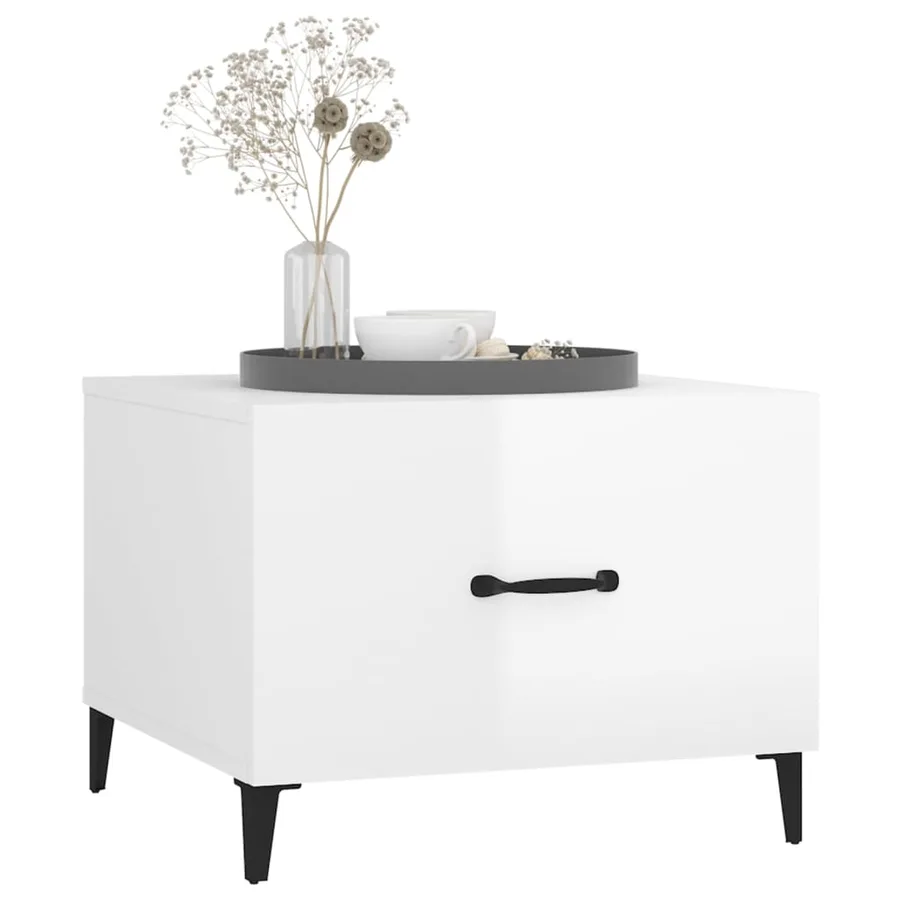 Tables basses avec pieds métal 2 pcs Blanc brillant 50x50x40 cm - 4