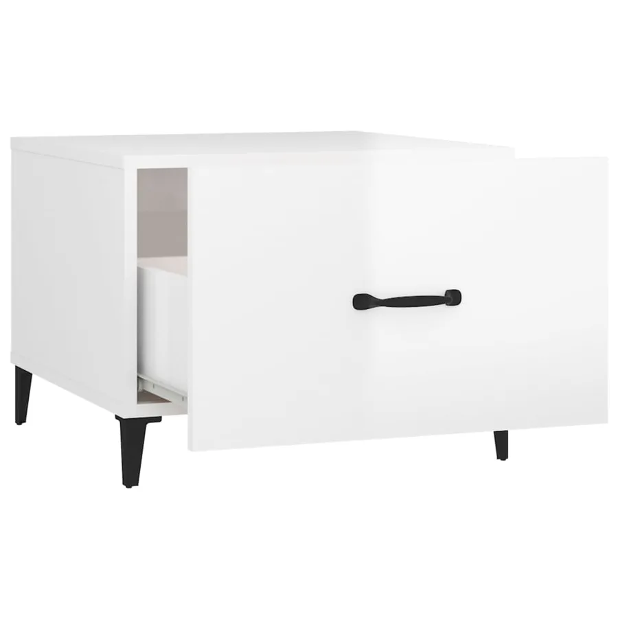Tables basses avec pieds métal 2 pcs Blanc brillant 50x50x40 cm - 9