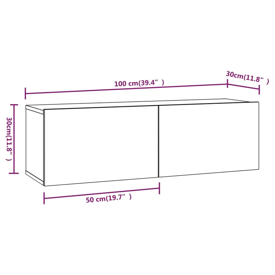 Meubles TV muraux 4 pcs Gris béton 100x30x30 cm - 8