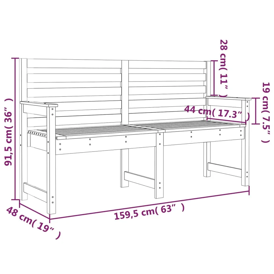 Banc de jardin 159,5x48x91,5 cm bois massif de pin - 7