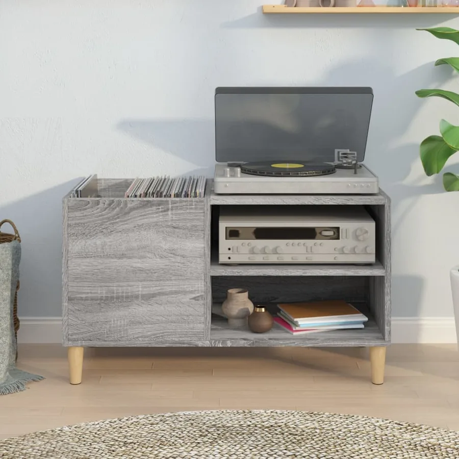 Armoire à disques sonoma gris 84,5x38x48 cm bois d'ingénierie - 3