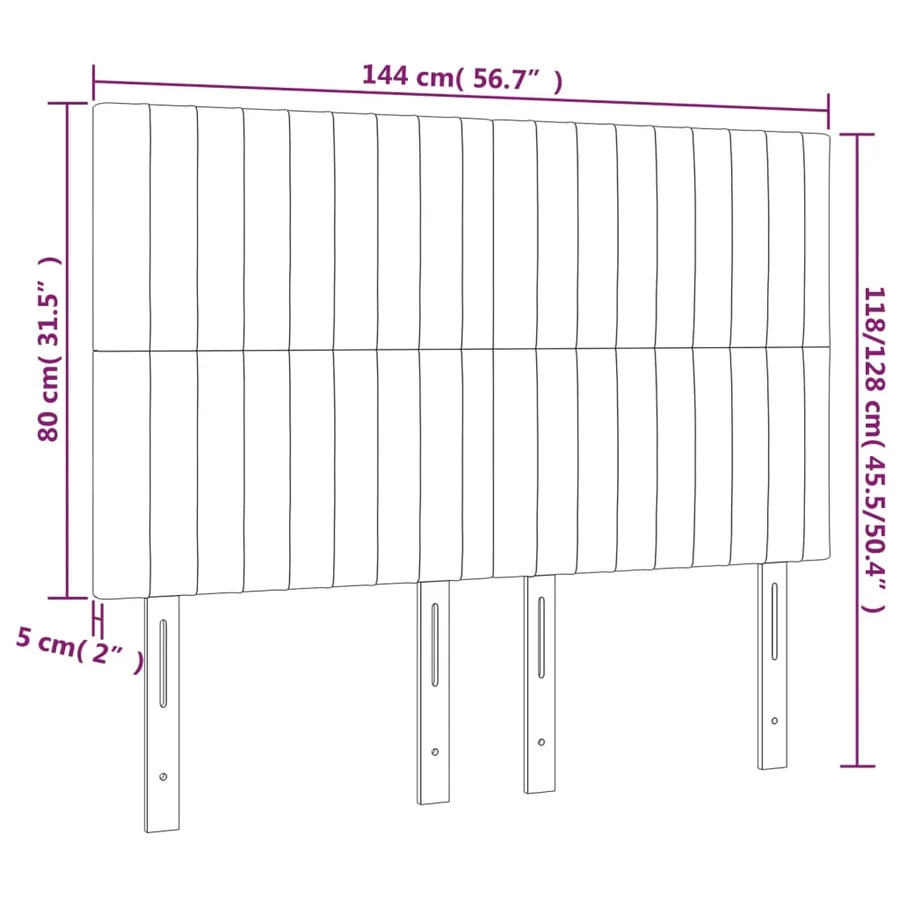Tête de lit Gris clair 144 x 5 x 118/128 cm Tissu - 8