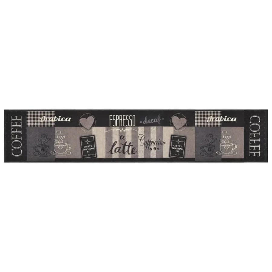 Tapis de cuisine lavable impression café noir 60x300 cm velours - 2